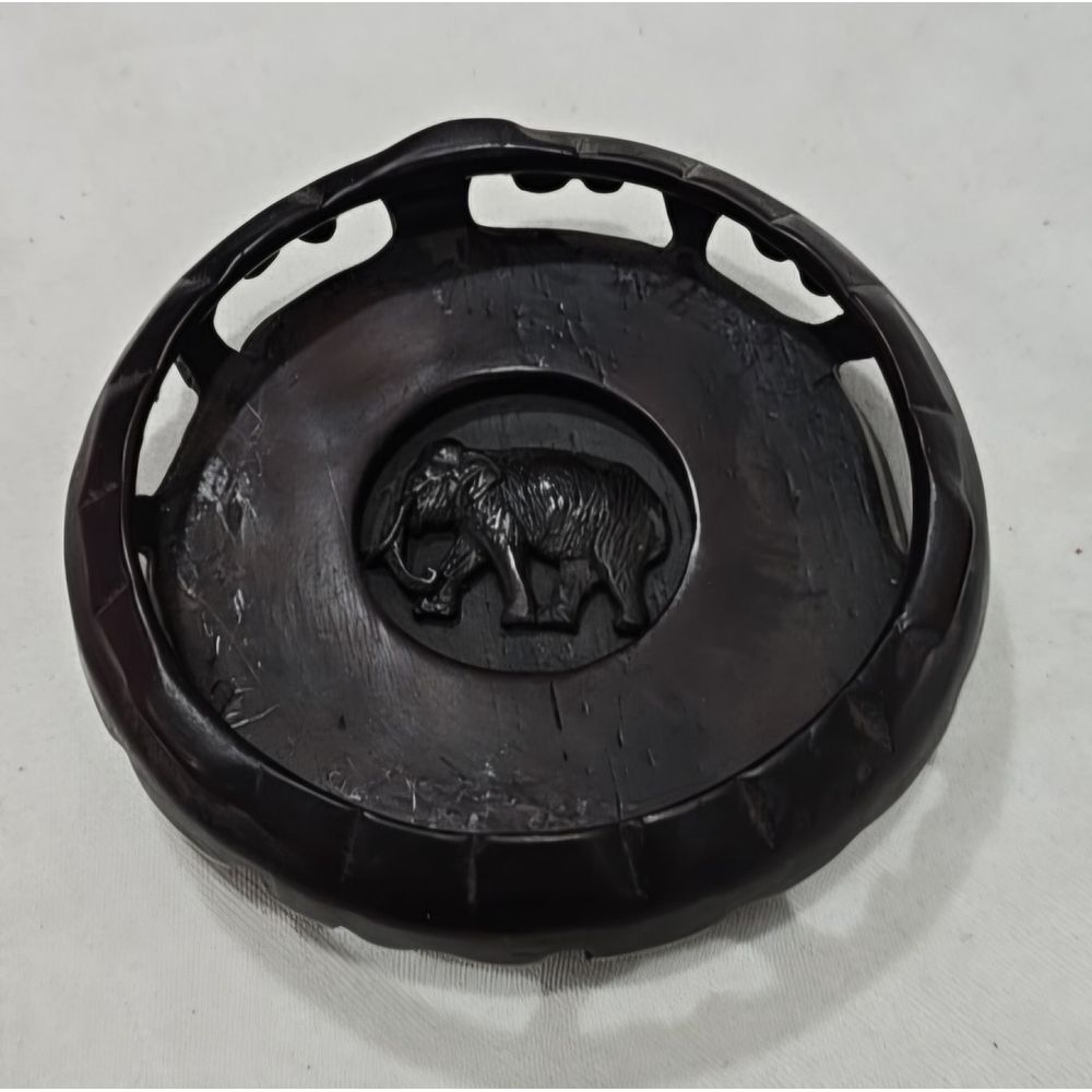 Elephant Carved Resin Bowl 6"‎